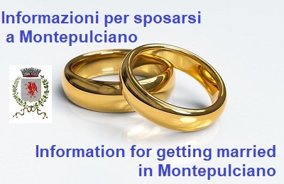 due fedi nuziali e la scritta "informazioni per sposarsi a montepulciano