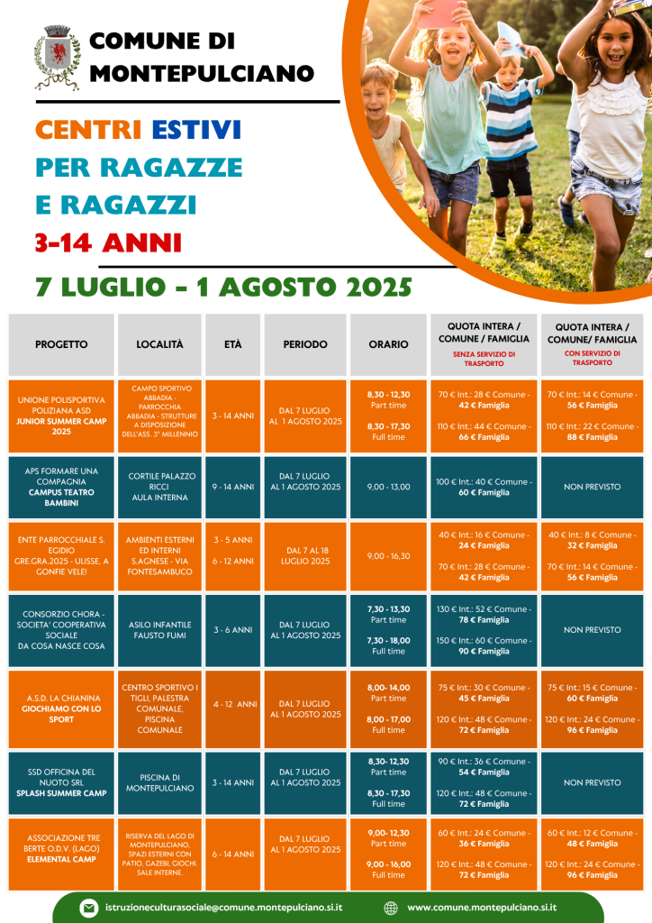 LOCANDINA CON OFFERTA CENTRI ESTIVI 2025
