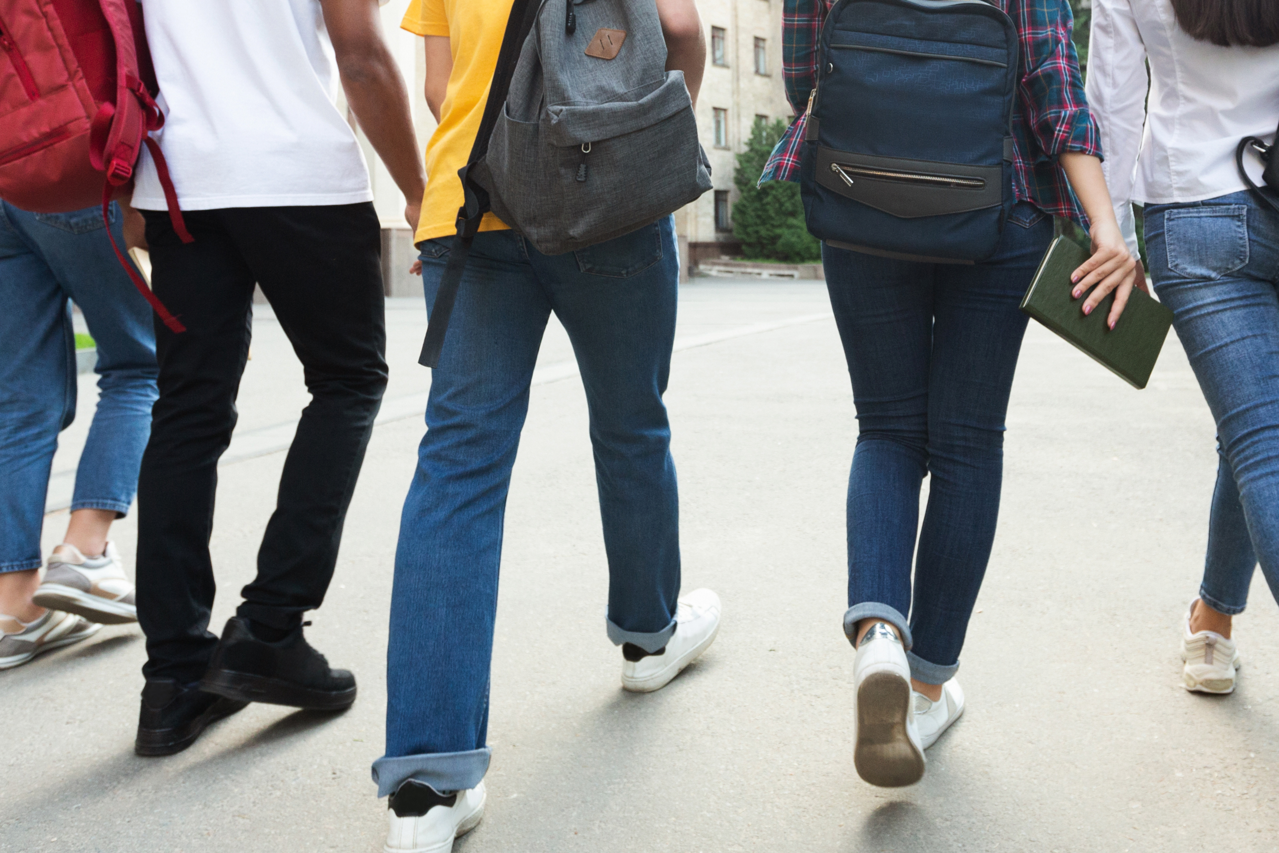 foto di studenti superiori visti da dietro