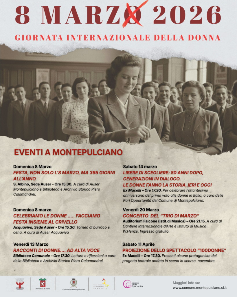 Cartellone 8 marzo a Montepulciano
